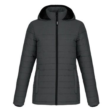 CX2 Yukon Ladies Long Lightweight Puffy Jacket in Black Charcoal Heather
