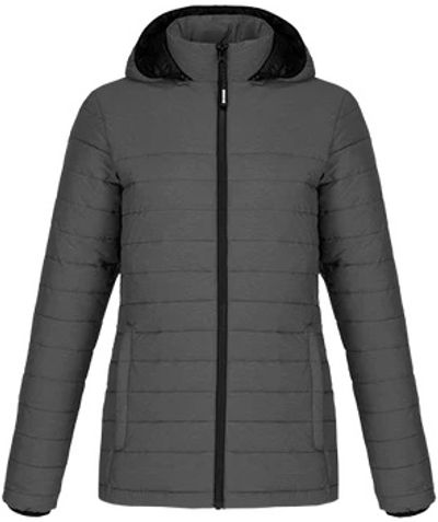 Am image of a Custom CX2 Yukon Ladies Long Lightweight Puffy Jacket in Grey Heather!