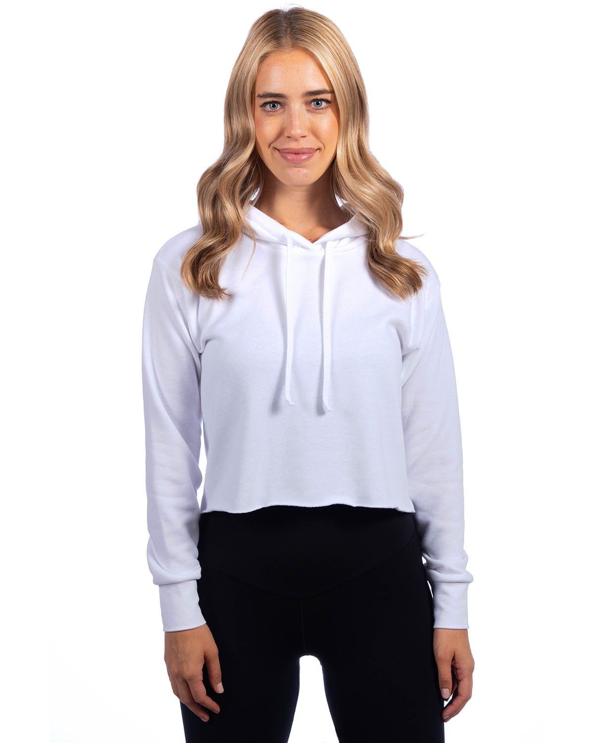 Next Level Ladies' Cropped Pullover Hooded Sweatshirt in Whtie