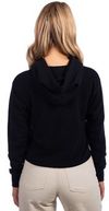 Am image of a Custom Next Level Ladies' Cropped Pullover Hooded Sweatshirt in Black!
