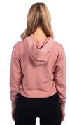Am image of a Custom Next Level Ladies' Cropped Pullover Hooded Sweatshirt in Desert Pink!