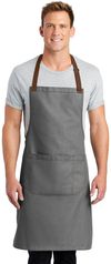 Am image of a Custom Port Authority Market Full Length Bib Apron in Ash Grey!
