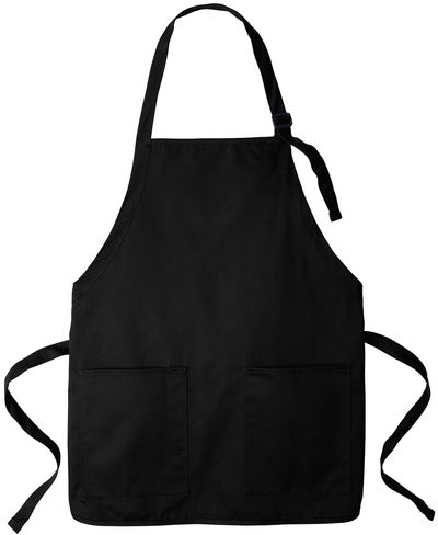 Am image of a Custom Port Authority Medium Length Two Pocket Bib Apron in Black!