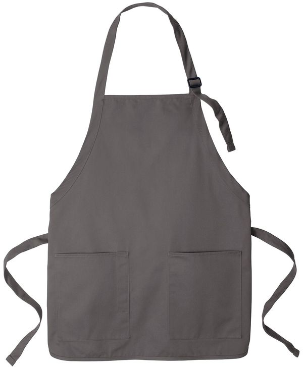 Am image of a Custom Port Authority Medium Length Two Pocket Bib Apron in Charcoal!