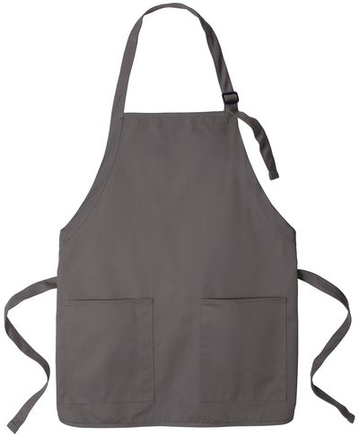 Am image of a Custom Port Authority Medium Length Two Pocket Bib Apron in Charcoal!