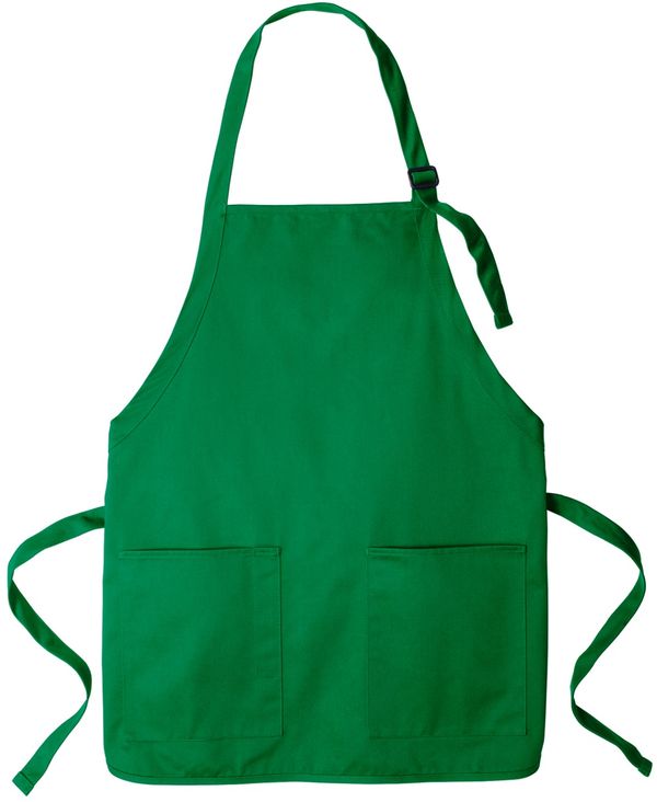Am image of a Custom Port Authority Medium Length Two Pocket Bib Apron in Kelly Green!