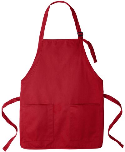 Am image of a Custom Port Authority Medium Length Two Pocket Bib Apron in Red!