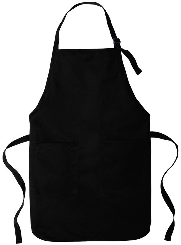 Am image of a Custom Port Authority Full Length Two Pocket Bib Apron in Black!