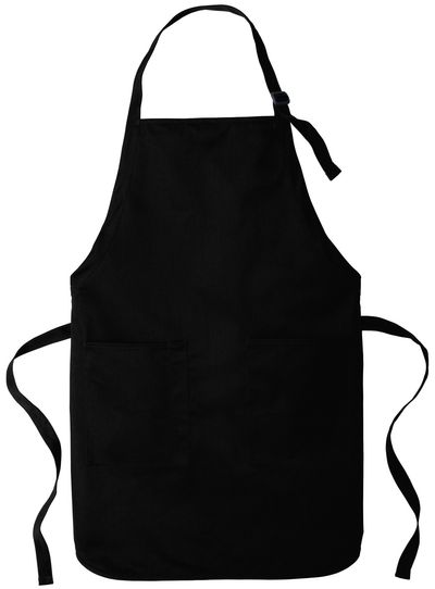 Am image of a Custom Port Authority Full Length Two Pocket Bib Apron in Black!