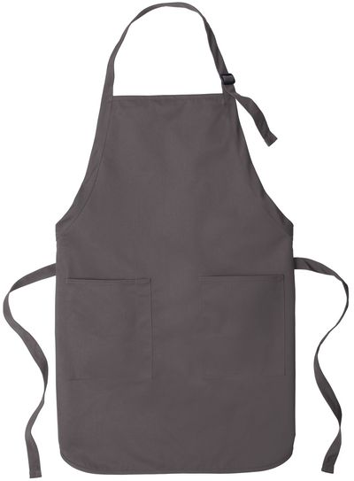 Am image of a Custom Port Authority Full Length Two Pocket Bib Apron in Charcoal!