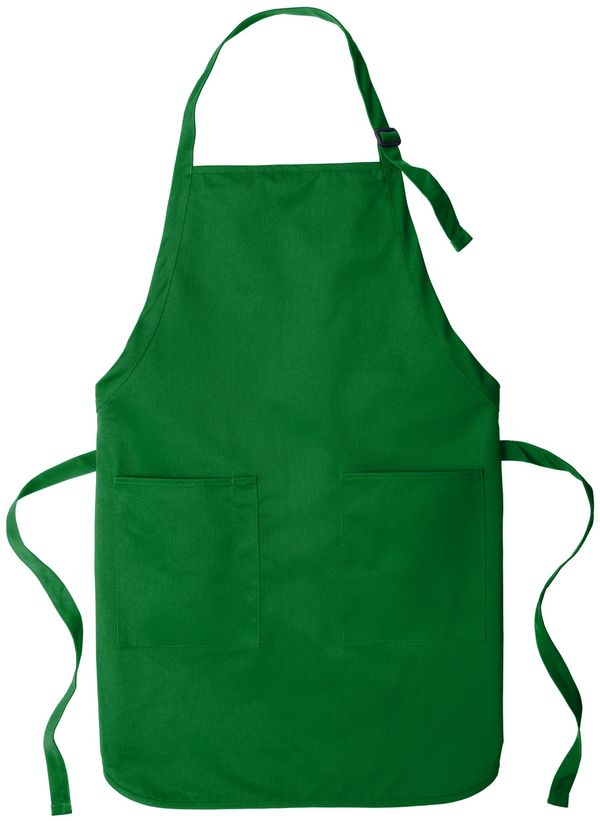 Am image of a Custom Port Authority Full Length Two Pocket Bib Apron in Kelly Green!
