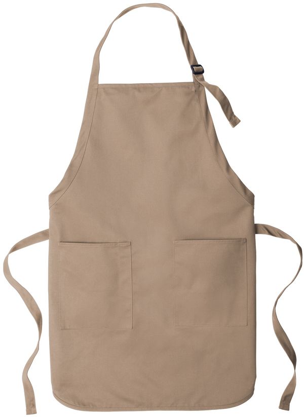 Am image of a Custom Port Authority Full Length Two Pocket Bib Apron in Khaki!