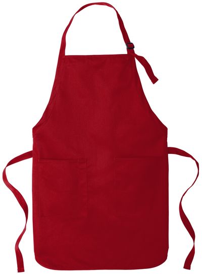 Am image of a Custom Port Authority Full Length Two Pocket Bib Apron in Red!
