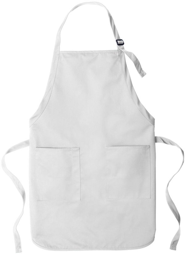 Am image of a Custom Port Authority Full Length Two Pocket Bib Apron in White!