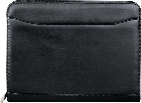 Am image of a Custom Millennium Leather Zippered Padfolio in Black!