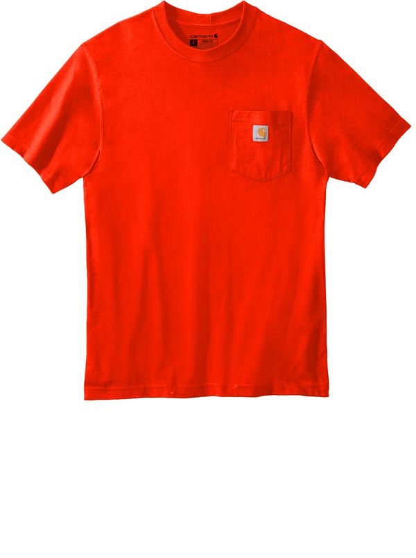 Am image of a Custom Carhartt Workwear Pocket Short Sleeve T Shirt in Brite Orange!