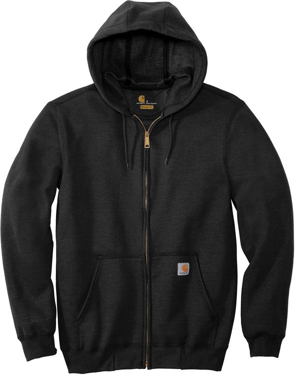 Am image of a Custom Carhartt Midweight Hooded Zip Front Sweatshirt in Black!