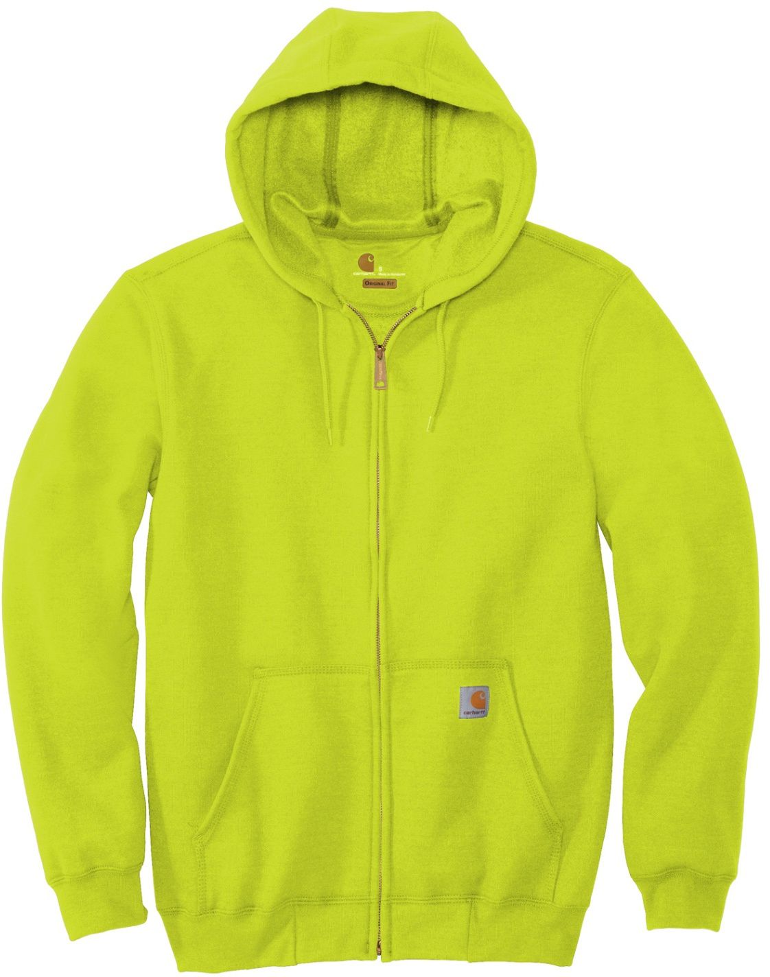 Carhartt Midweight Hooded Zip Front Sweatshirt in Brite Lime