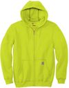 Am image of a Custom Carhartt Midweight Hooded Zip Front Sweatshirt in Brite Lime!