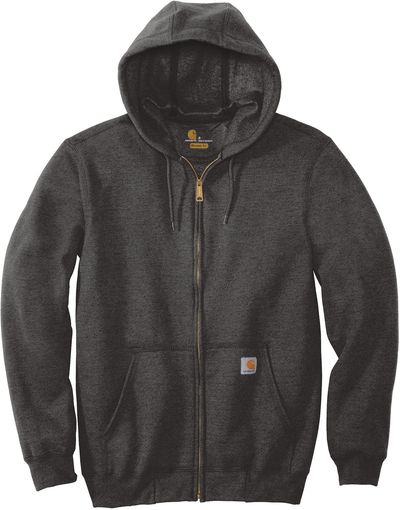 Am image of a Custom Carhartt Midweight Hooded Zip Front Sweatshirt in Carbon Heather!