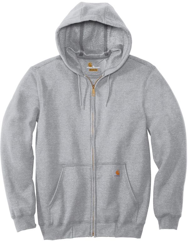 Am image of a Custom Carhartt Midweight Hooded Zip Front Sweatshirt in Heather Grey!