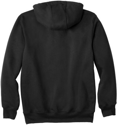 Am image of a Custom Carhartt Rain Defender Paxton Heavyweight Hooded Sweatshirt in Black!