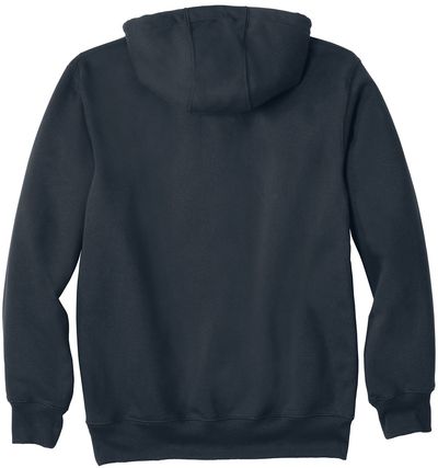 Am image of a Custom Carhartt Rain Defender Paxton Heavyweight Hooded Sweatshirt in New Navy!