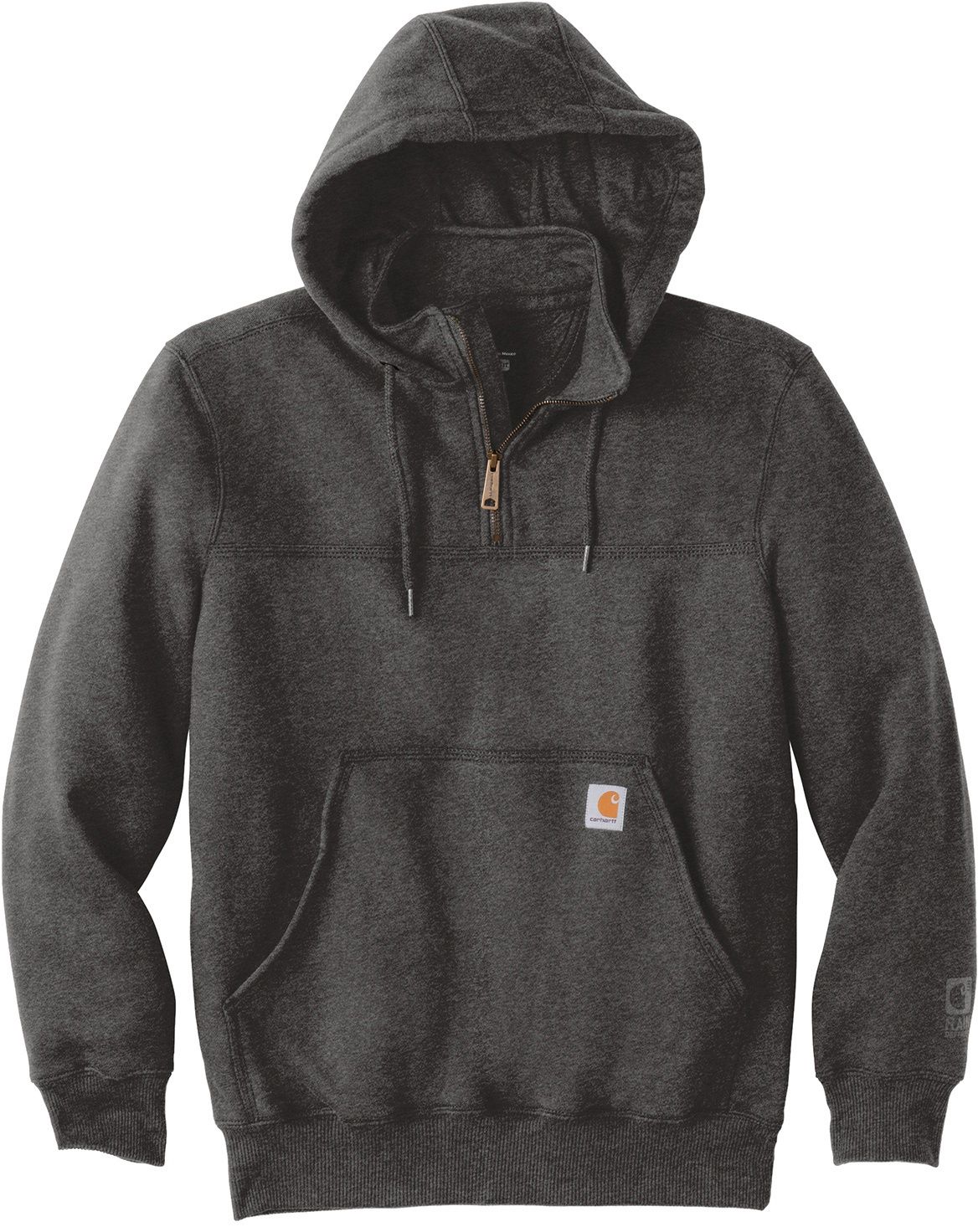 Carhartt Rain Defender Paxton Heavyweight Hooded Zip Mock Sweatshirt in Carbon Heather
