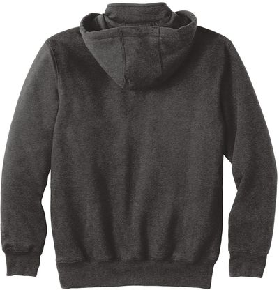 Am image of a Custom Carhartt Rain Defender Paxton Heavyweight Hooded Zip Mock Sweatshirt in Carbon Heather!
