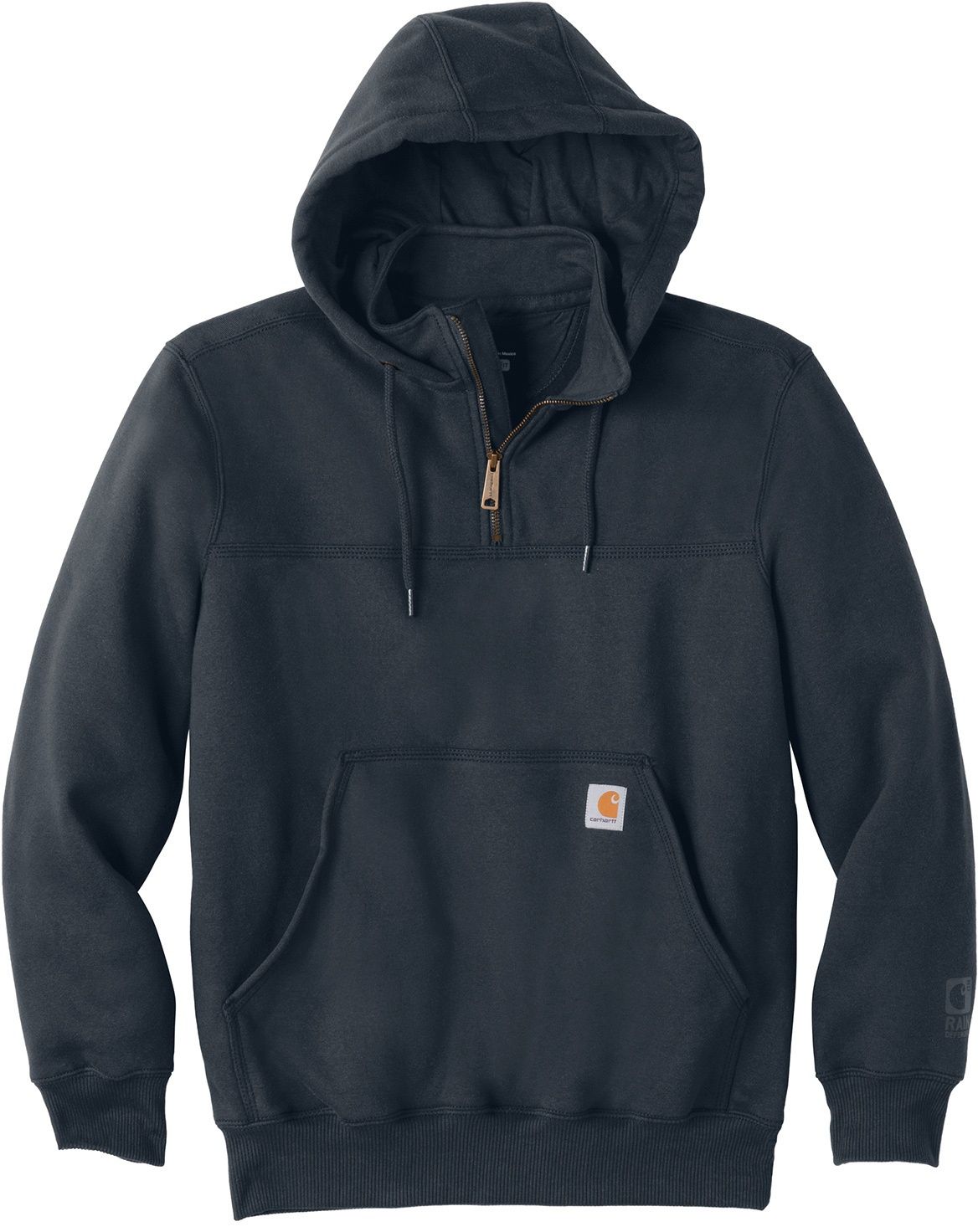 Carhartt Rain Defender Paxton Heavyweight Hooded Zip Mock Sweatshirt in New Navy