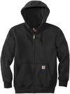 Am image of a Custom Carhartt Rain Defender Paxton Heavyweight Hooded Zip Front Sweatshirt in Black!