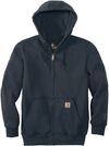 Am image of a Custom Carhartt Rain Defender Paxton Heavyweight Hooded Zip Front Sweatshirt in New Navy!