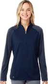 An image of a Custom Adidas Womens Stripe Block Quarter Zip Pullover!