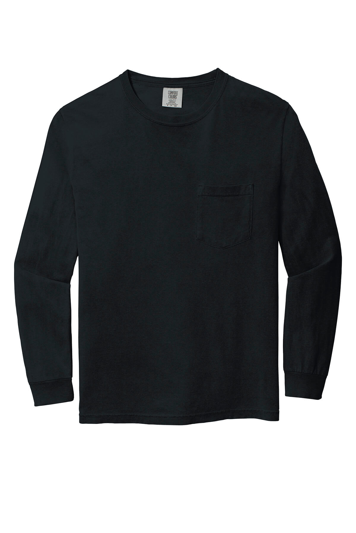Comfort Colors Heavyweight Ring Spun Long Sleeve Pocket Tee in Black