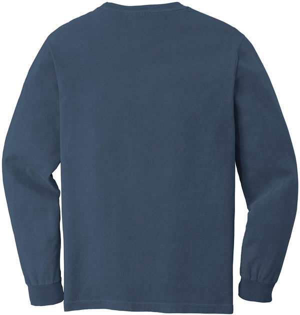 Am image of a Custom Comfort Colors Heavyweight Ring Spun Long Sleeve Pocket Tee in Blue Jean!