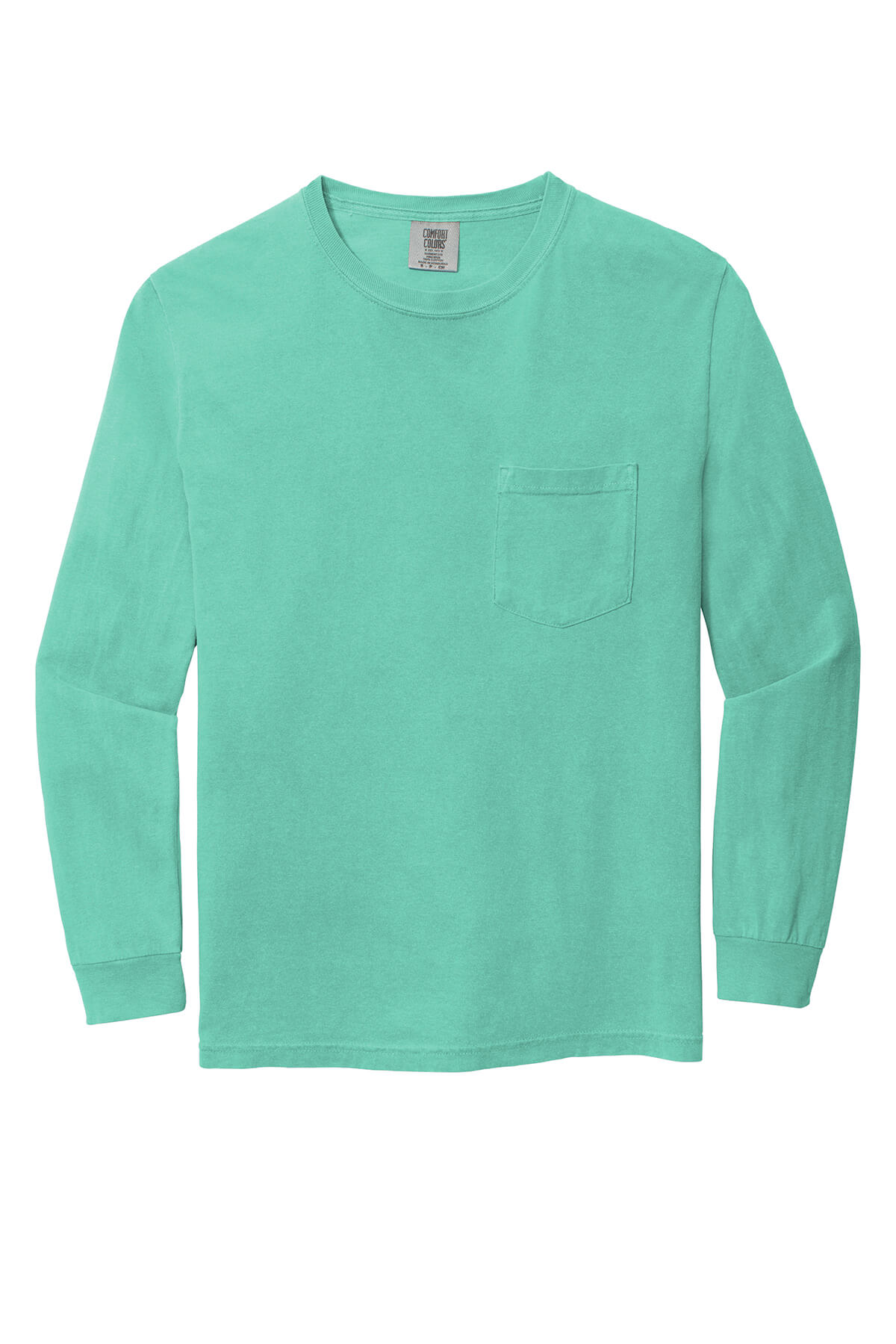 Comfort Colors Heavyweight Ring Spun Long Sleeve Pocket Tee in Chalky Mint