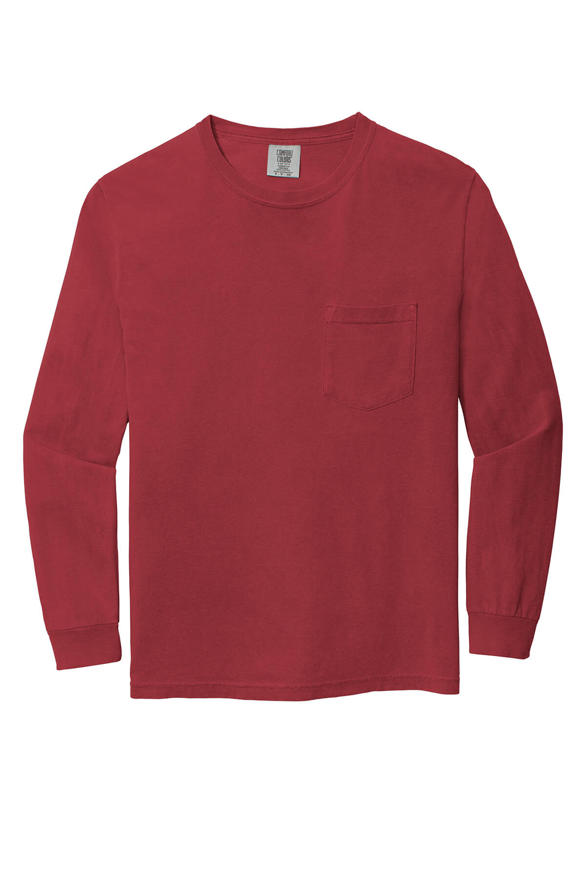Comfort Colors Heavyweight Ring Spun Long Sleeve Pocket Tee in Crimson
