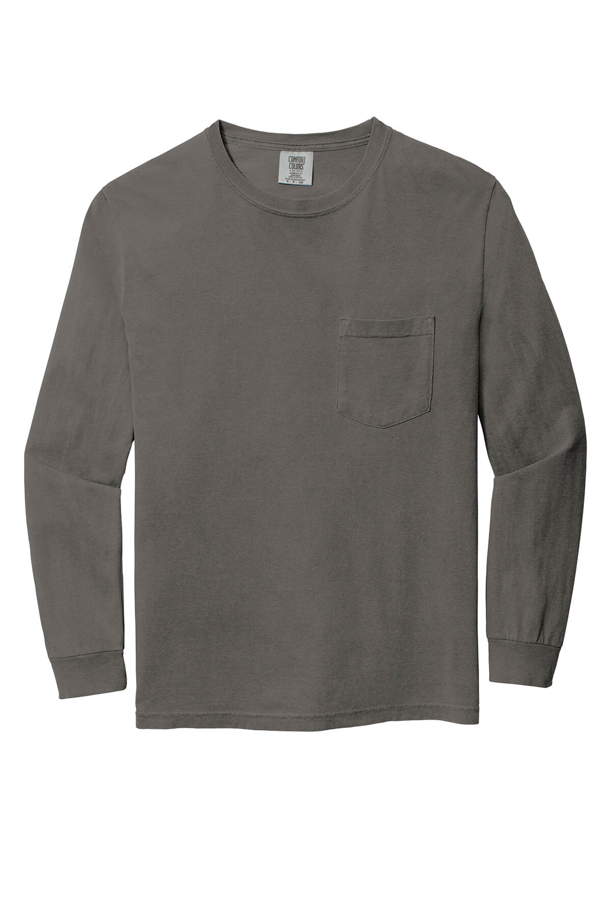 Comfort Colors Heavyweight Ring Spun Long Sleeve Pocket Tee in Grey