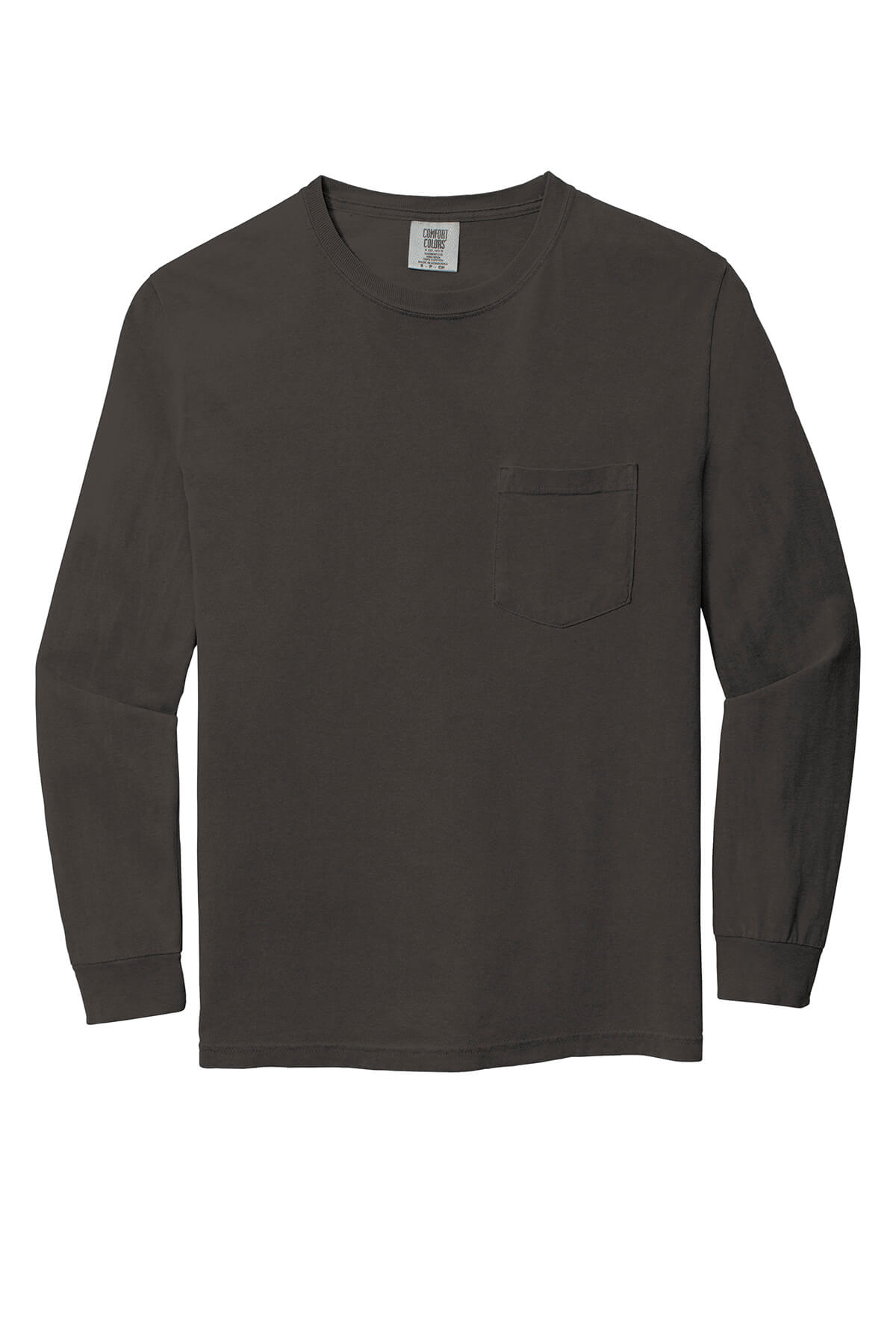 Comfort Colors Heavyweight Ring Spun Long Sleeve Pocket Tee in Pepper