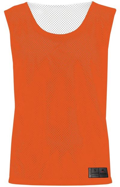 Am image of a Custom Augusta Mesh Reversible Pinnie in Orange/White!