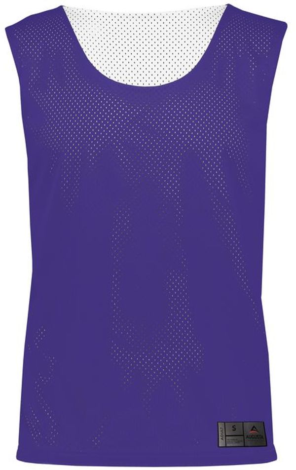 Am image of a Custom Augusta Mesh Reversible Pinnie in Purple/White!