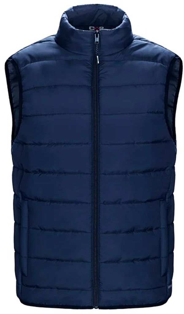 Am image of a Custom CX2 Chill Mens Puffy Vest in Navy!