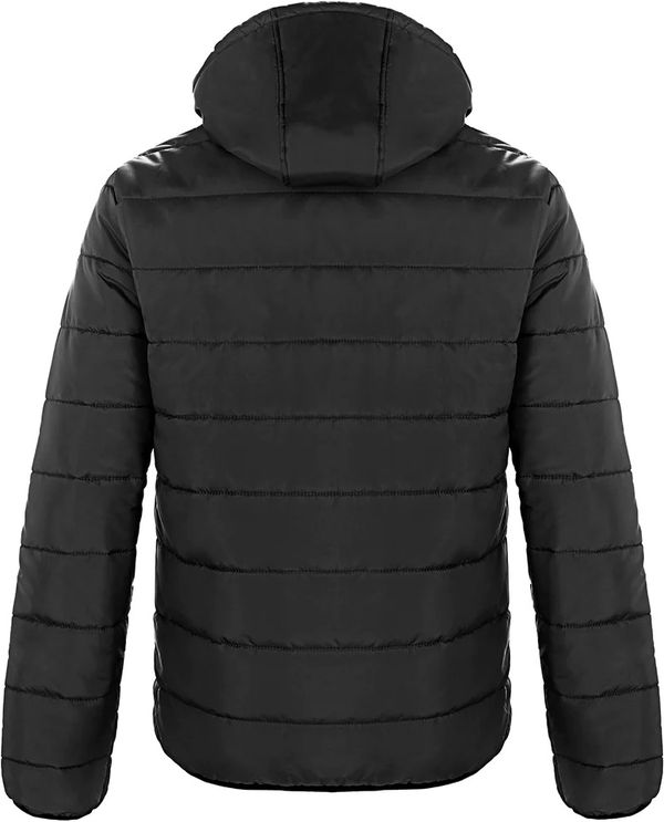 Am image of a Custom CX2 Glacial Mens Puffy Jacket with Detachable Hood in Black!
