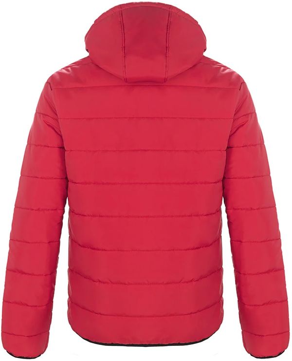 Am image of a Custom CX2 Glacial Mens Puffy Jacket with Detachable Hood in Red!