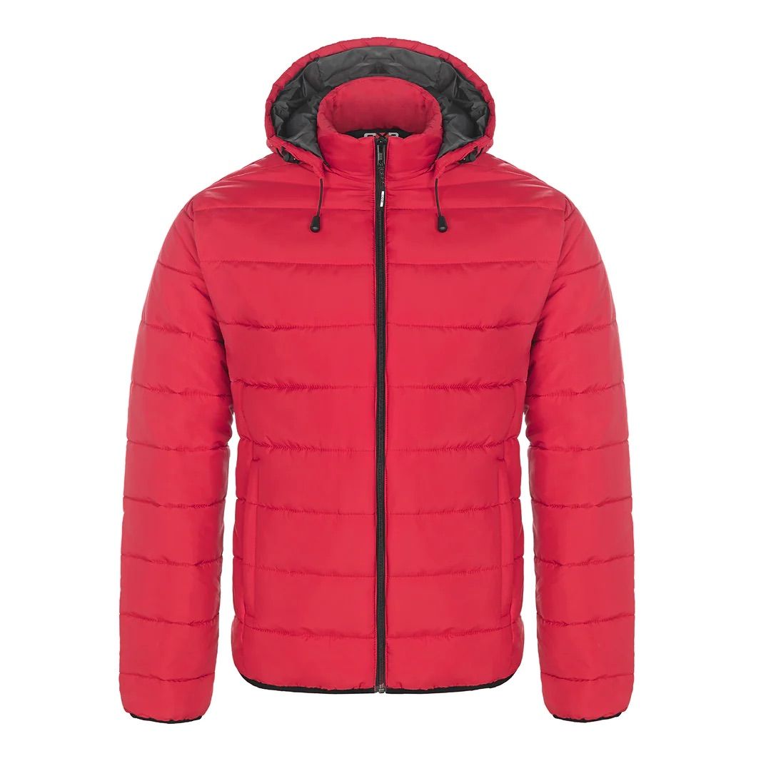 CX2 Glacial Mens Puffy Jacket with Detachable Hood in Red
