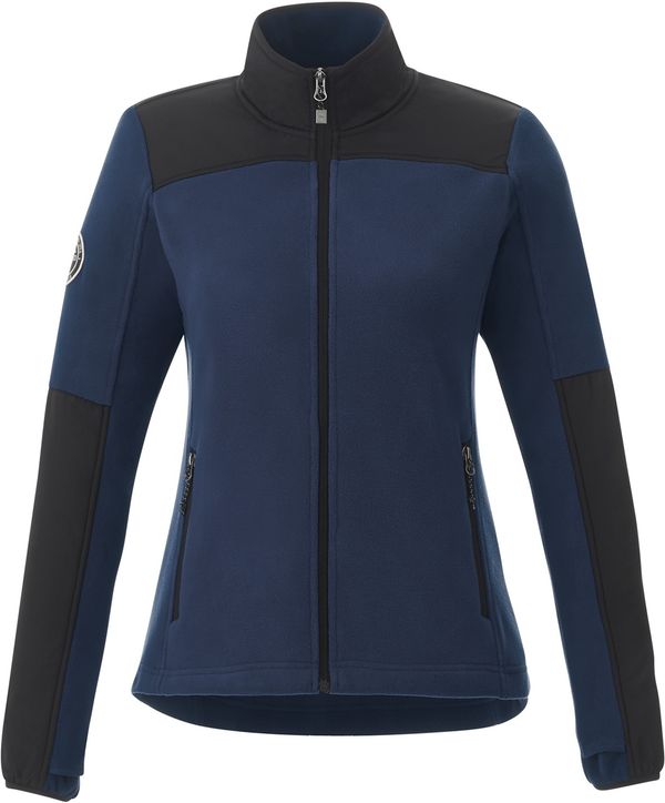 Am image of a Custom Roots73 Womens Briggspoint Micro Fleece Jacket in Atlantic Navy!