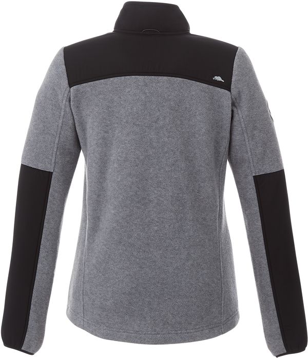 Am image of a Custom Roots73 Womens Briggspoint Micro Fleece Jacket in Charcoal Mix/Black!