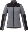 Am image of a Custom Roots73 Womens Briggspoint Micro Fleece Jacket in Charcoal Mix/Black!