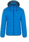 Am image of a Custom CX2 Glacial Ladies Puffy Jacket with Detachable Hood in Blue!
