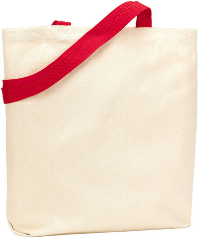 Am image of a Custom Liberty Bags Jennifer Recycled Cotton Canvas Tote in Natural/Red!